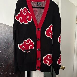 Stylish Black and Red Cardigan Sweater